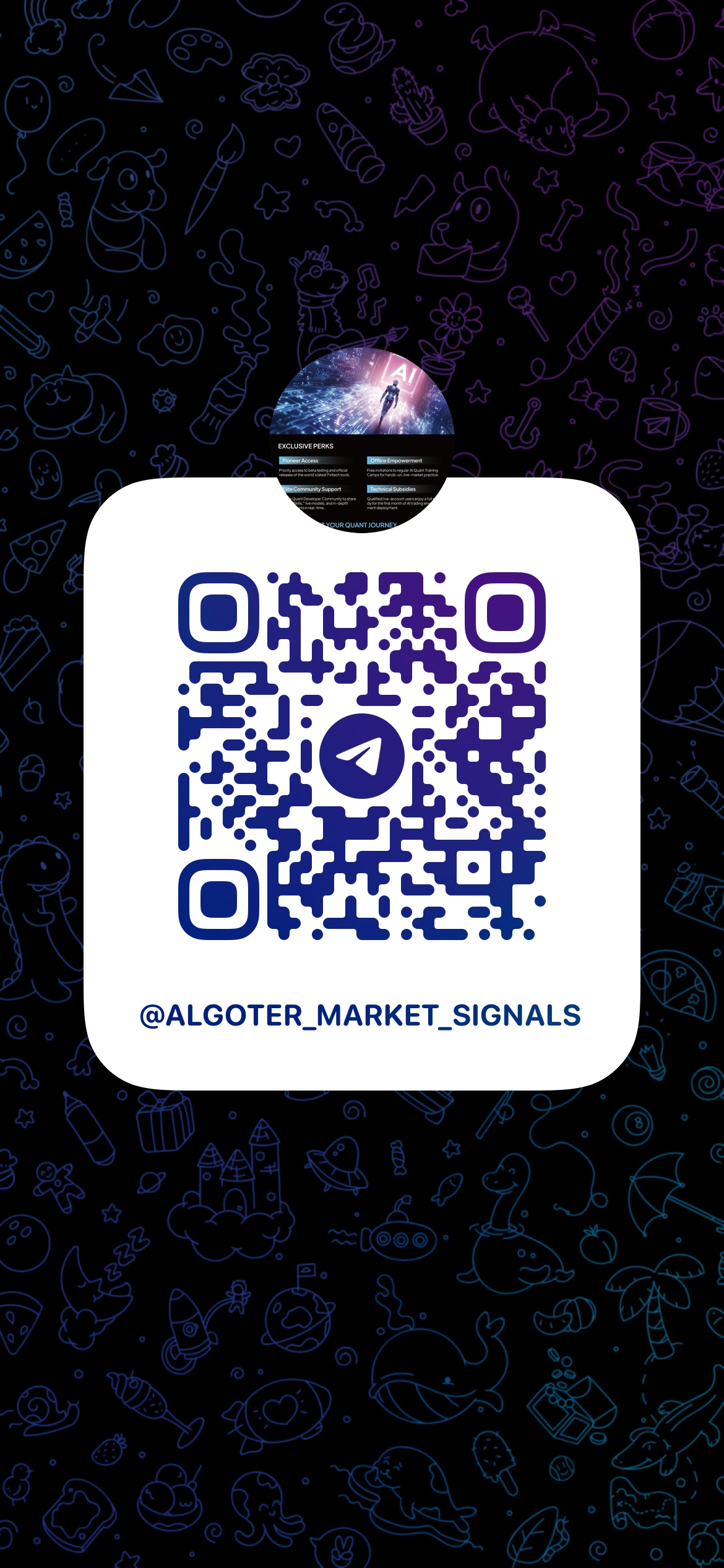 QR code linking to @algoter_market_signals Telegram channel